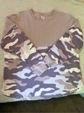 PINK Victoria’s Secret Camo Crewneck Sweatshirt Mauve Large Oversized Cozy